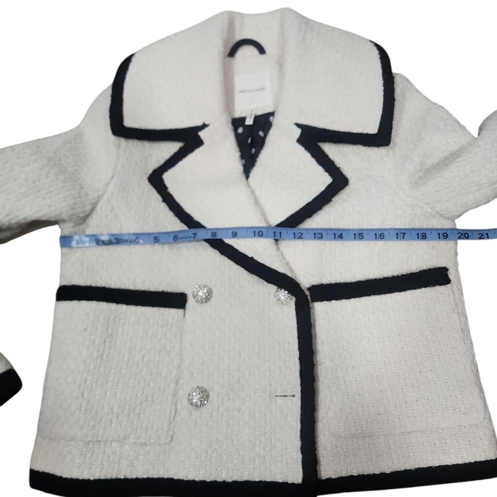 Avec Les Filles Black and White Blazer Tweed Double Breasted Tipped Jacket. M - Picture 7 of 16